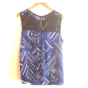 Apt.9 Tank Blouse Blue geometric pattern
